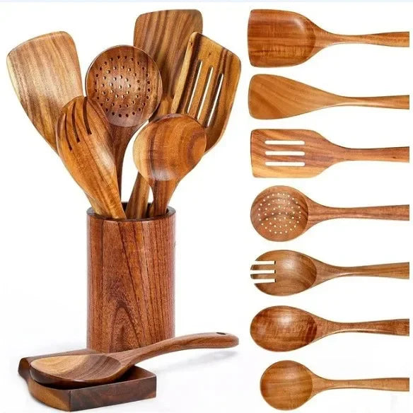 Ensemble de cuillères en bois d'acacia 