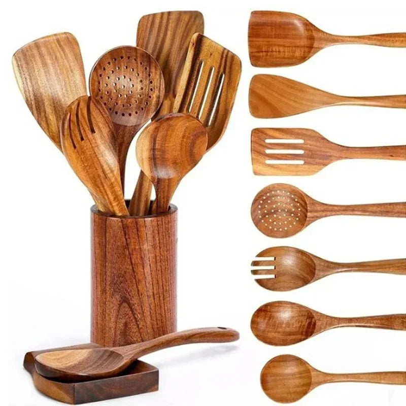 Ensemble de cuillères en bois d'acacia 