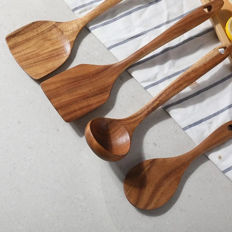 Ensemble de cuillères en bois d'acacia 