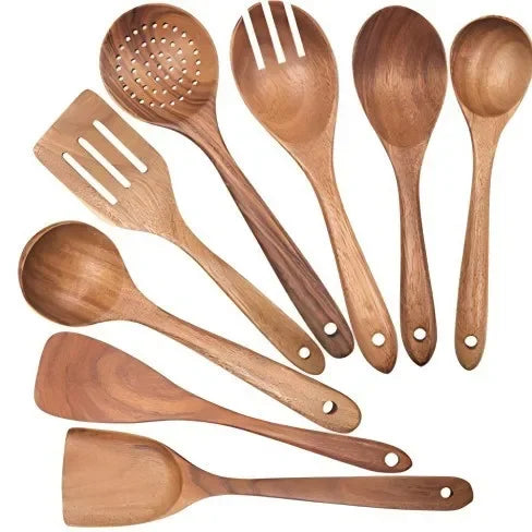 Ensemble de cuillères en bois d'acacia 