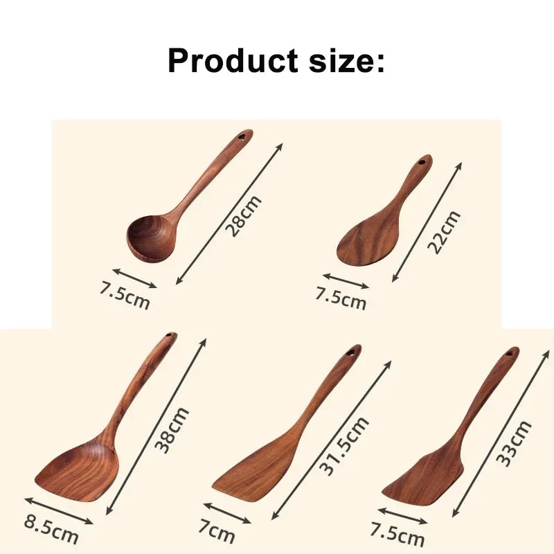Ensemble de cuillères en bois d'acacia 