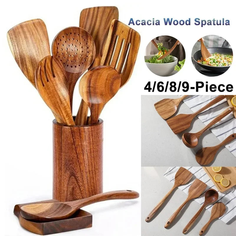 Ensemble de cuillères en bois d'acacia 