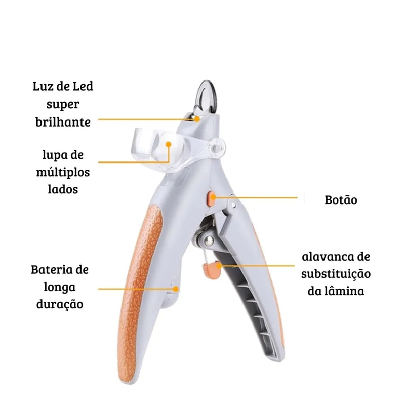 Cortador de unha com lupa e Led